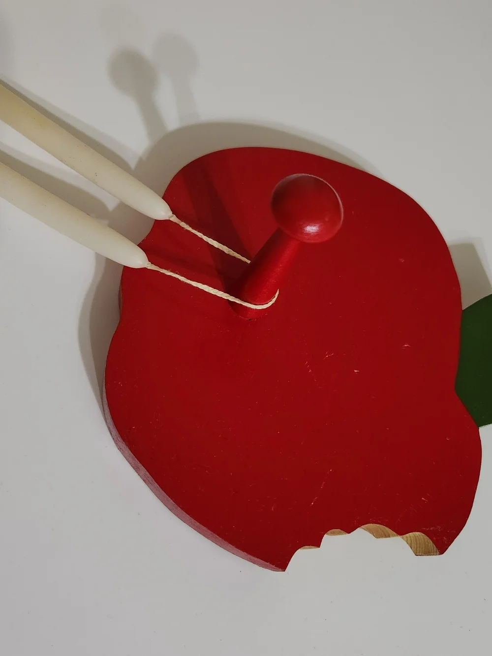 Red Apple Wall Hook with Cream Hanging Candles - Decorative Accent
